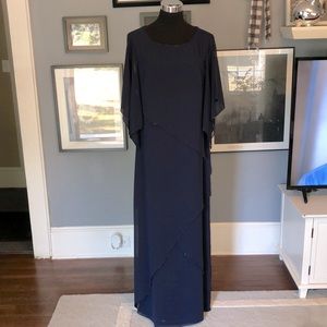 JOVANI fine Feathers Layered Chiffon Dress with Beaded Edges